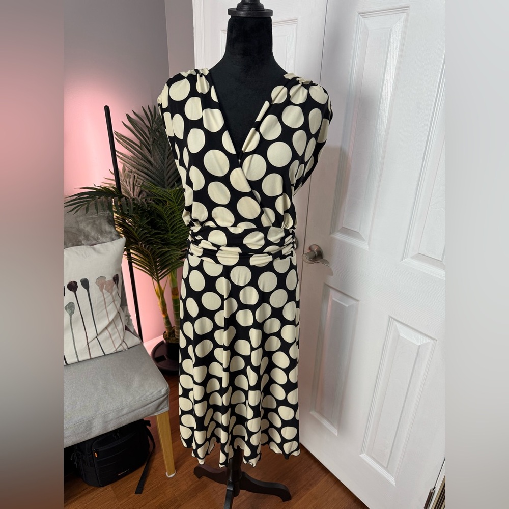 Cato Black + Cream Polka-Dot Dress | 20W